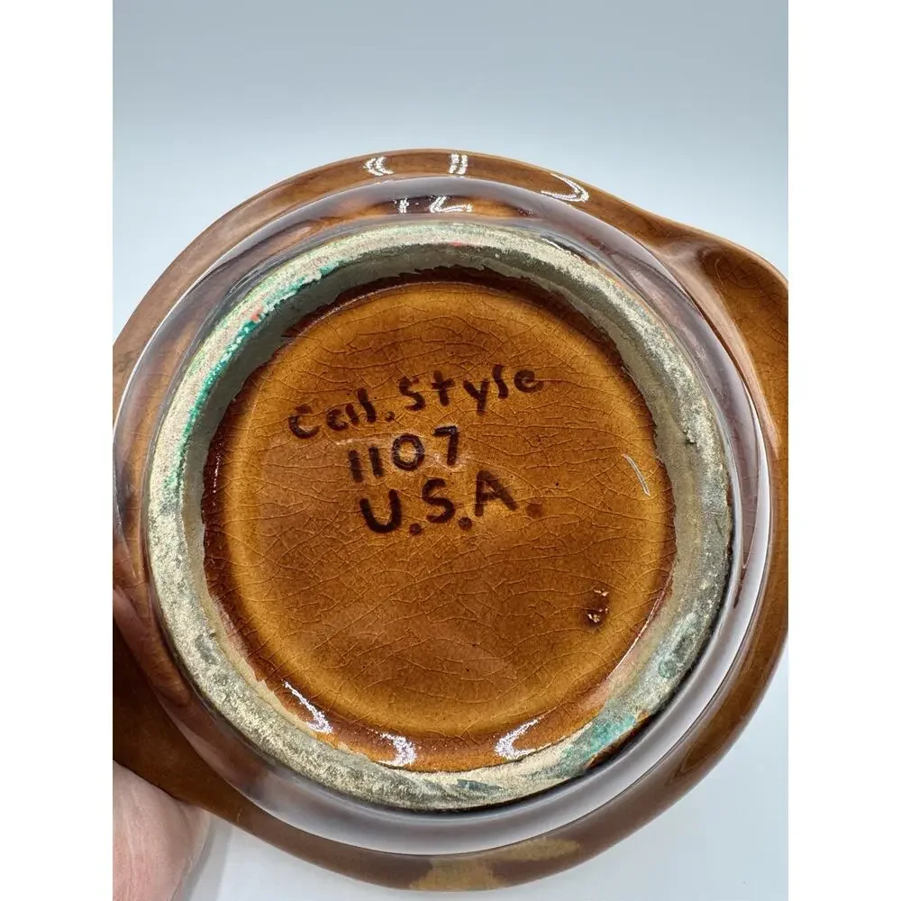 California Originals Pottery Bowl Stamped Cal 1107 Orange Ombré MCM Vintage